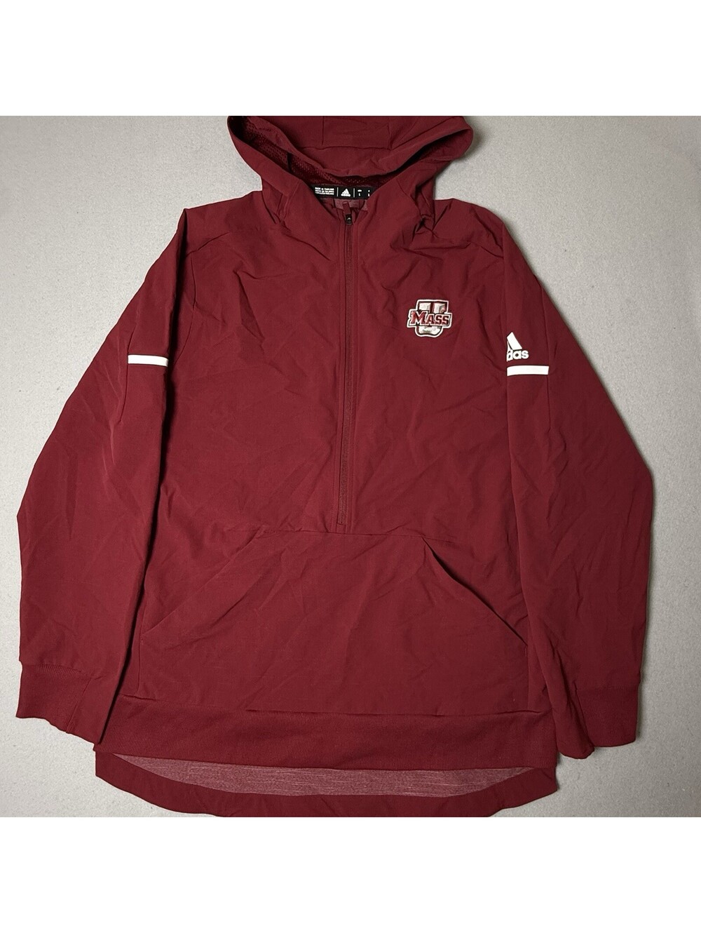 UMass Massachusetts Minutemen 1/4 Zip Windbreaker Mens Sz Large Team Red Jacket